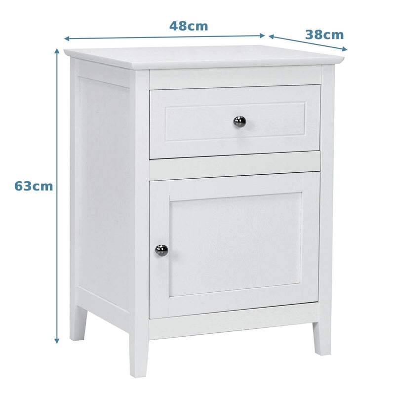 2-Tier Accent Table with Spacious Tabletop-White