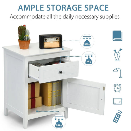 2-Tier Accent Table with Spacious Tabletop-White