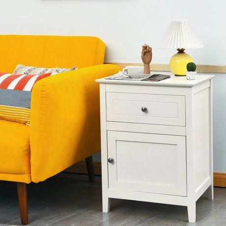 2-Tier Accent Table with Spacious Tabletop-White