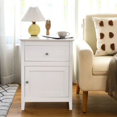 2-Tier Accent Table with Spacious Tabletop-White
