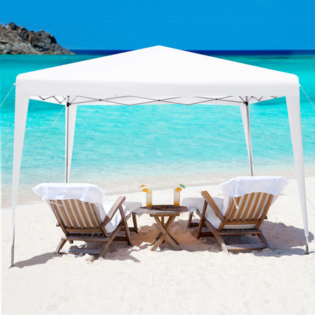10 x 10 Feet Outdoor Pop-up Patio Canopy for  Beach and Camp-White