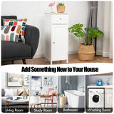 Wooden Bathroom Floor Storage Cabinet with Drawer and Shelf