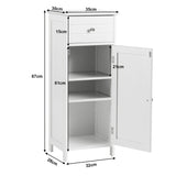 Wooden Bathroom Floor Storage Cabinet with Drawer and Shelf