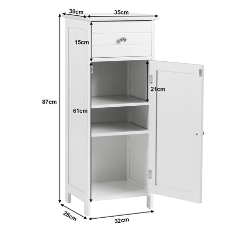 Wooden Bathroom Floor Storage Cabinet with Drawer and Shelf