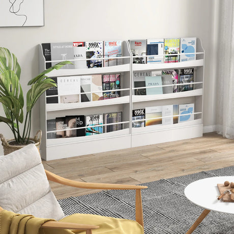 3-Tier Kids Bookcase with 2 Anti-Tipping Kits & Guardrails