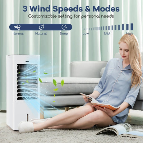 Evaporative Air Cooler and Heater with 3 Speeds and 3 Modes-White