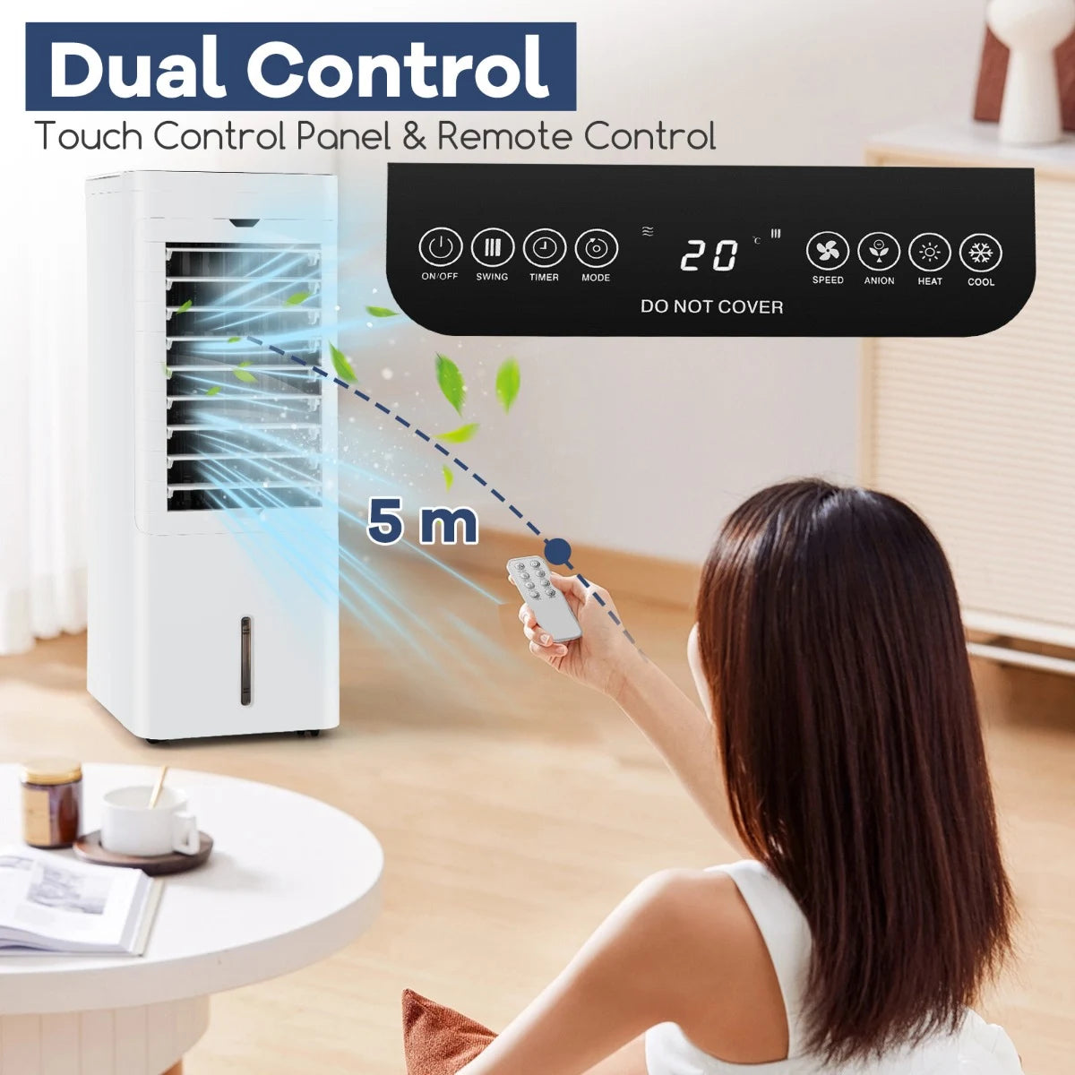 Evaporative Air Cooler and Heater with 3 Speeds and 3 Modes-White