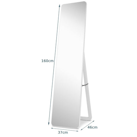 Floor Mirror with Stand and Solid Wood Frame for Living Room