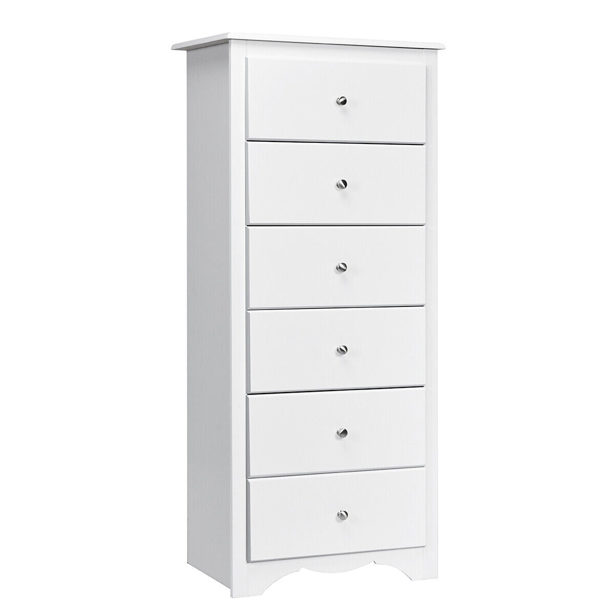 6 Drawer Chest with Mental Knobs for Living Room-White