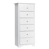 6 Drawer Chest with Mental Knobs for Living Room-White