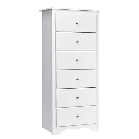 6 Drawer Chest with Mental Knobs for Living Room-White