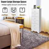 6 Drawer Chest with Mental Knobs for Living Room-White