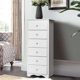 6 Drawer Chest with Mental Knobs for Living Room-White