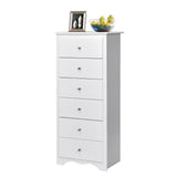 6 Drawer Chest with Mental Knobs for Living Room-White