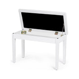 Solid Wood PU Leather Padded Piano Bench Keyboard Seat-White