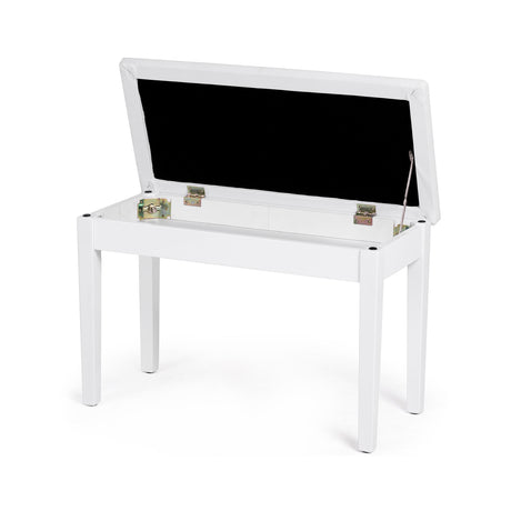 Solid Wood PU Leather Padded Piano Bench Keyboard Seat-White