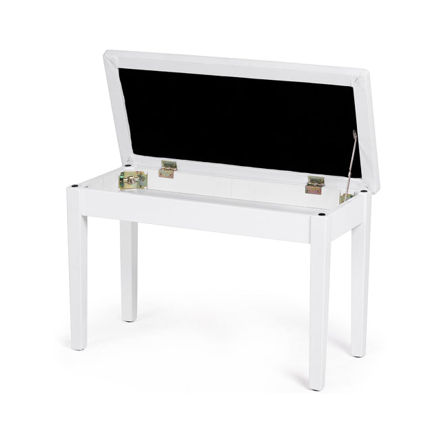 Solid Wood PU Leather Padded Piano Bench Keyboard Seat-White