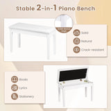 Solid Wood PU Leather Padded Piano Bench Keyboard Seat-White