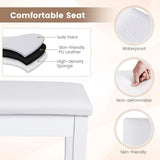 Solid Wood PU Leather Padded Piano Bench Keyboard Seat-White