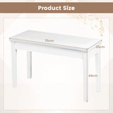 Solid Wood PU Leather Padded Piano Bench Keyboard Seat-White
