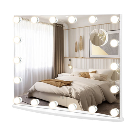 Vanity Tabletop & Wall-Mounted Mirror with 18 Dimmable LED Bulbs