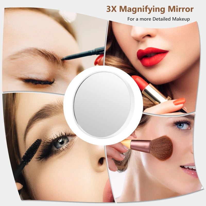 Vanity Tabletop & Wall-Mounted Mirror with 18 Dimmable LED Bulbs