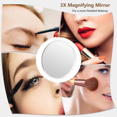 Vanity Tabletop & Wall-Mounted Mirror with 18 Dimmable LED Bulbs