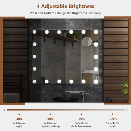 Vanity Tabletop & Wall-Mounted Mirror with 18 Dimmable LED Bulbs