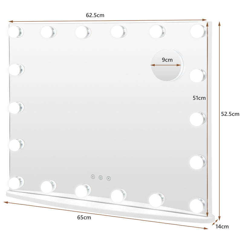 Vanity Tabletop & Wall-Mounted Mirror with 18 Dimmable LED Bulbs