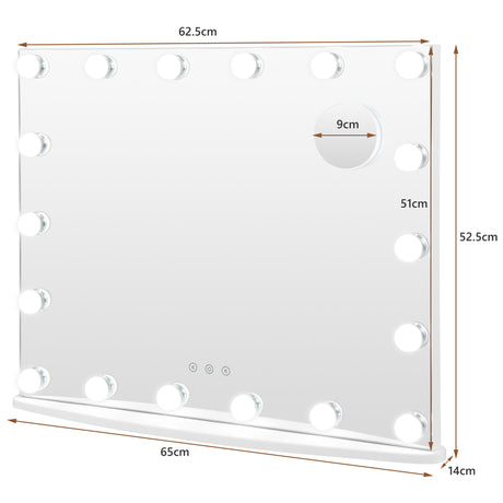 Vanity Tabletop & Wall-Mounted Mirror with 18 Dimmable LED Bulbs