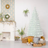 4/5/6 Feet Artificial Fiber Optic White Pre-lit Christmas Tree with Light-120 cm