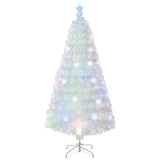 4/5/6 Feet Artificial Fiber Optic White Pre-lit Christmas Tree with Light-150 cm