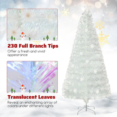 4/5/6 Feet Artificial Fiber Optic White Pre-lit Christmas Tree with Light-180 cm