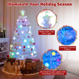4/5/6 Feet Artificial Fiber Optic White Pre-lit Christmas Tree with Light-150 cm