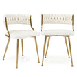 Upholstered Dining Chairs with Golden Metal Legs for Living Room-White