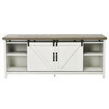 Wooden TV Stand for 65 Television with 2 Cabinets-White