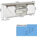 Wooden TV Stand for 65 Television with 2 Cabinets-White