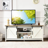 Wooden TV Stand for 65 Television with 2 Cabinets-White