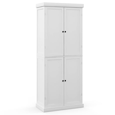 72.5 Tall Buffet Cabinet with 6-Tier Shelves and 4 Doors-White