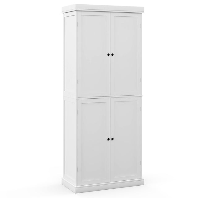 72.5 Tall Buffet Cabinet with 6-Tier Shelves and 4 Doors-White