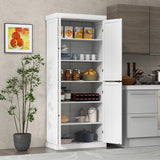 72.5 Tall Buffet Cabinet with 6-Tier Shelves and 4 Doors-White