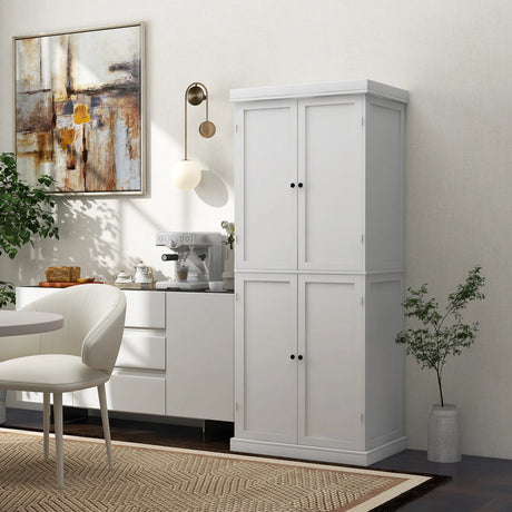 72.5 Tall Buffet Cabinet with 6-Tier Shelves and 4 Doors-White