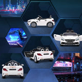 HOMCOM Benz SLC 300  Licensed 12V Kids Electric Ride On, with Music, Remote Control, LED Headlights, Horn, White