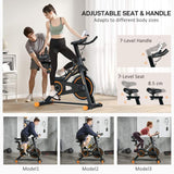 HOMCOM Exercise Bike, Indoor Cycling, with LCD Display, Heart Rate, Sensor - Black and Orange