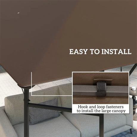 Outsunny 3 x 3(m) Gazebo Canopy Replacement Cover, Garden Gazebo Roof Replacement with Drain Holes, Water-resistant Plastic Coating, 370g/, UPF30+, TOP COVER ONLY, Brown