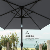 Outsunny Garden Parasol, Parasol Umbrella with Crank Handle, Tilt Function, Polyester Canopy, Dark Grey