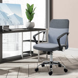 Vinsetto Office Chair Linen Fabric Swivel Computer Desk Chair Home Study Adjustable Chair with Wheels, Grey