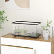 PawHut 50L Glass Turtle Tank Aquarium with Basking Platform, Easy Drainage, Strip Patch Thermometer