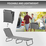 Outsunny Foldable Sun Lounger with 5-Position Adjustable Backrest, Outdoor Portable Recliner Chaise Lounge Chair with Breathable Mesh Fabric, Grey