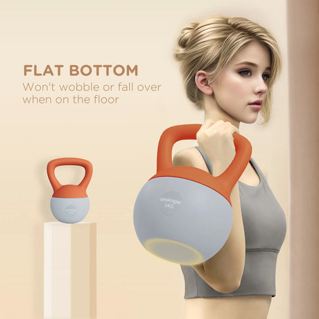 SPORTNOW 6KG Soft Kettlebell with Non-Slip Handle, for Home Gym, Weight Lifting, Strength Training, Orange/Grey